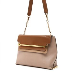 CHLOE Beige thick Leather CLARE gold purse bag NWT
